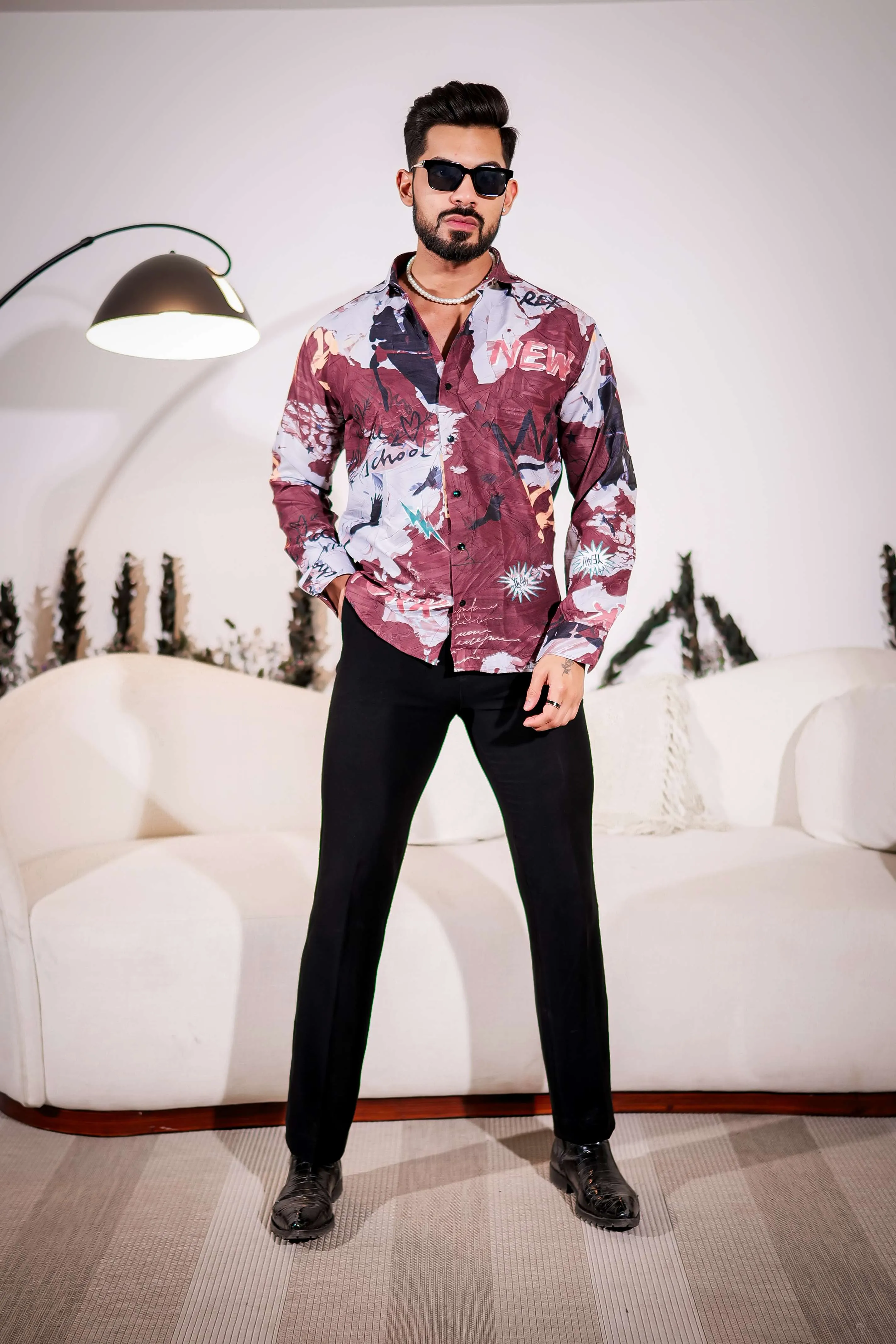 Wine Berry Imported Premium Shirt for Men's