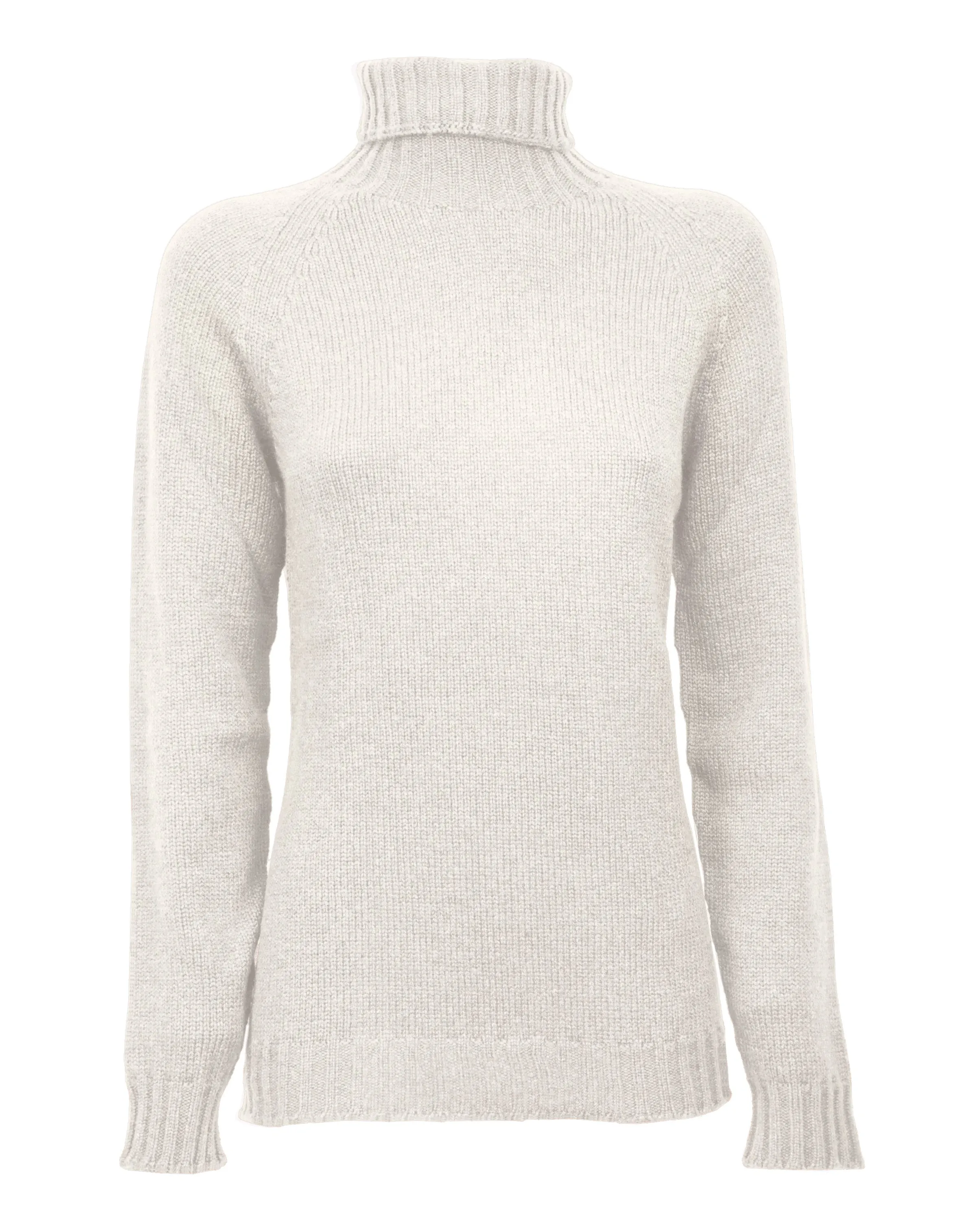 Women's Cashmere Raglan Sleeve Turtleneck Sweater Milk White