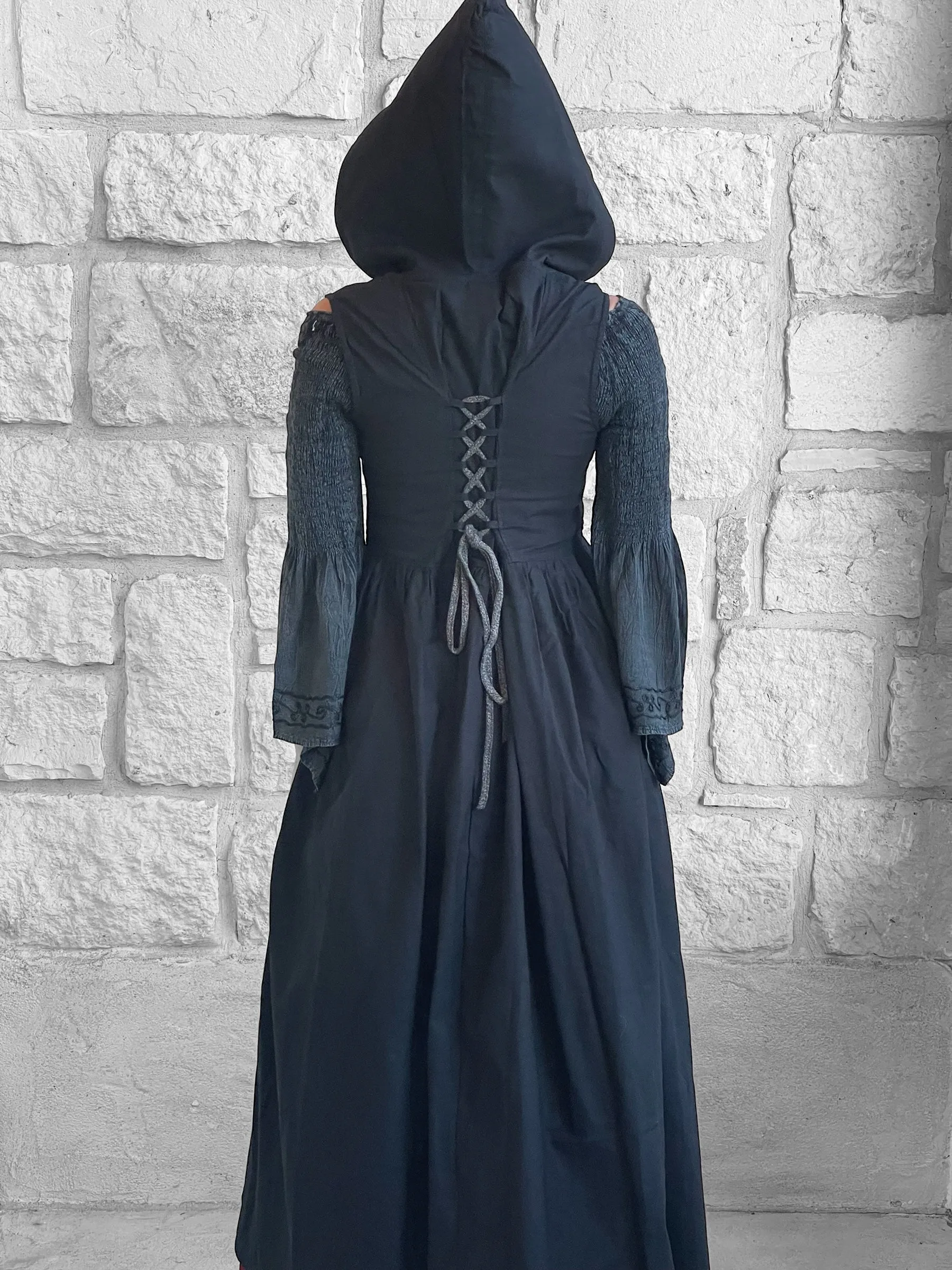 'Womens Duster' Medieval, Viking, Renaissance Bodice - Black/Grey