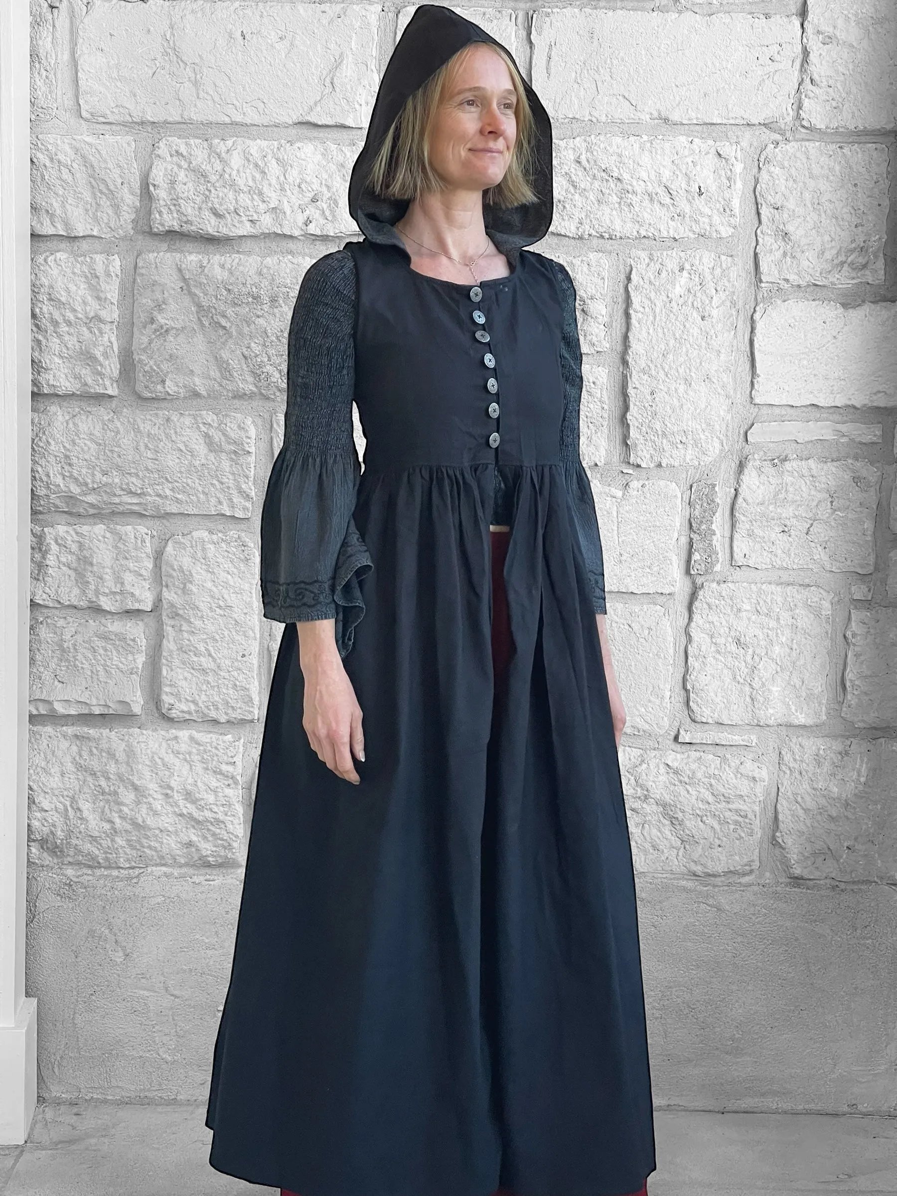 'Womens Duster' Medieval, Viking, Renaissance Bodice - Black/Grey