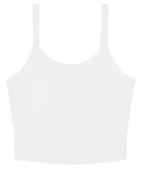 Womens micro rib spaghetti strap tank | Solid White Blend