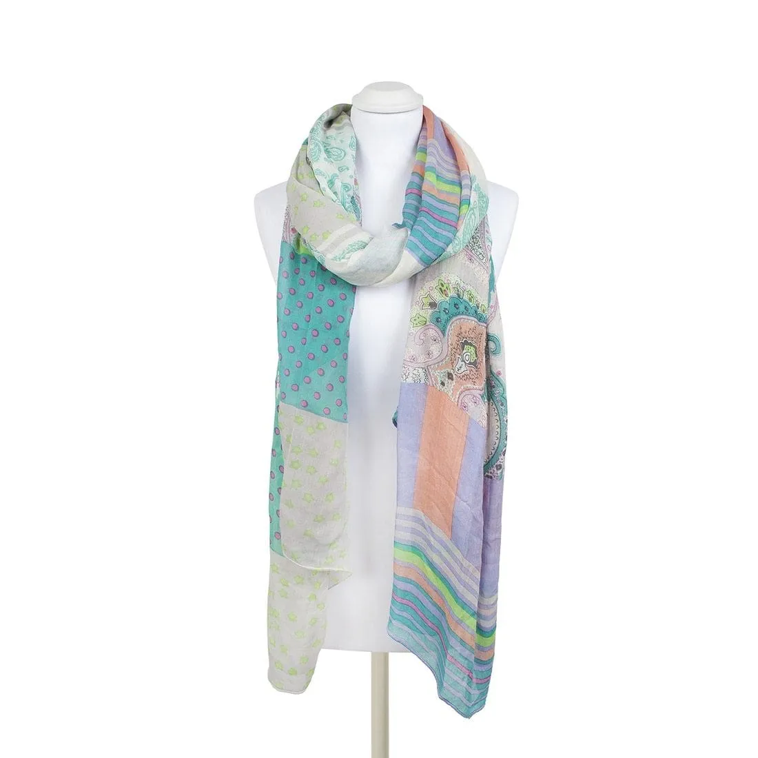 Womens Sheer Summer Scarf Multicoloured Print Andreoli