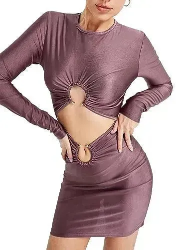 Y2K Ladies Party Club Long sleeve Bodycon Mini Dress